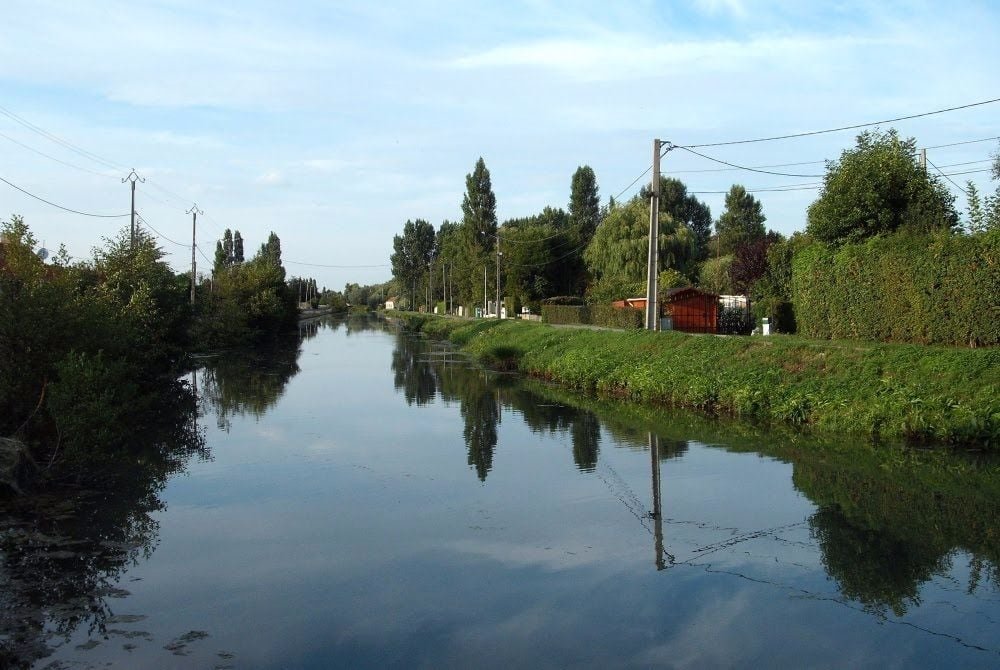 Aerial shot of Le Canal de Calais – Secteur Calais,  Calais, France