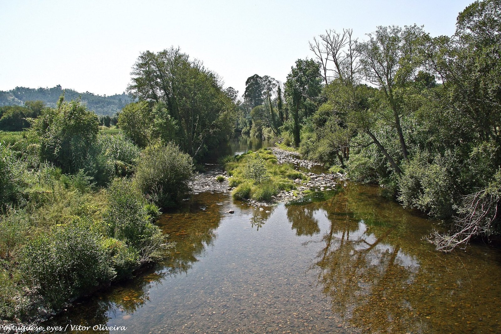 Aerial shot of Ceira River,  Coimbra, Portugal