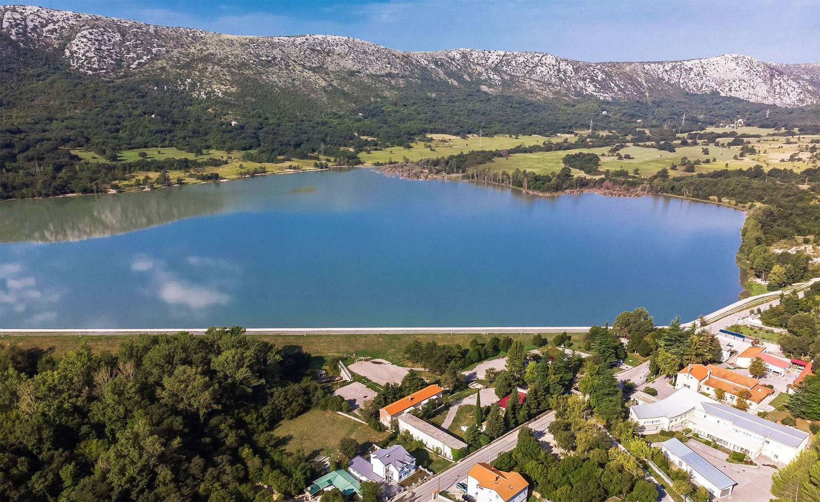 Aerial shot of Tribalj Lake,  Tribalj, Croatia