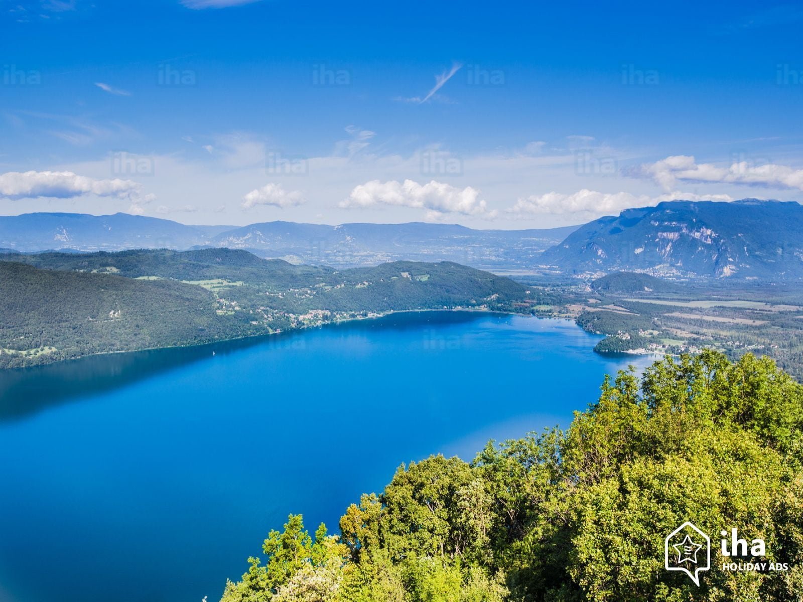 Aerial shot of Lac du Bourget,  Aix-les-Bains, France