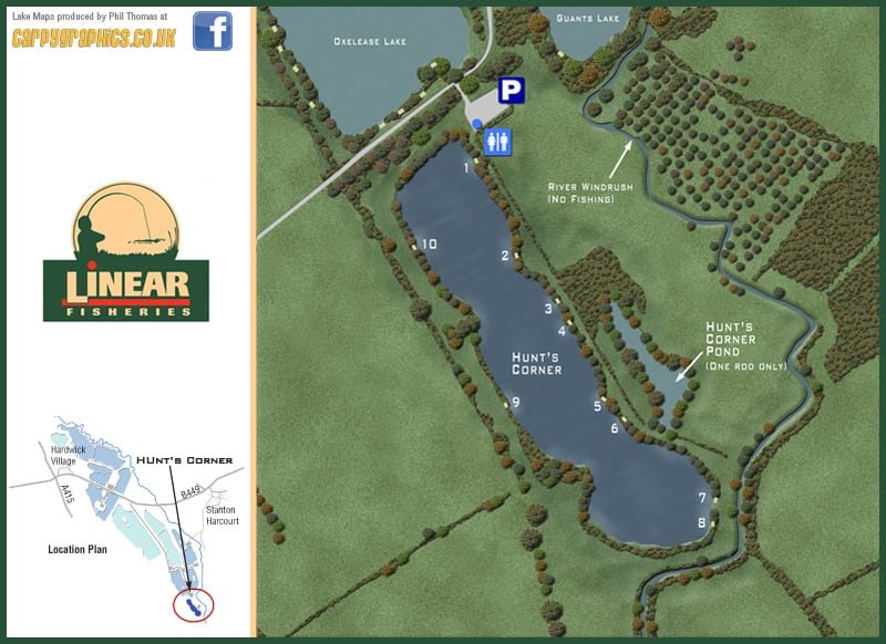 Map of Hunts Corner Pond, Witney UK