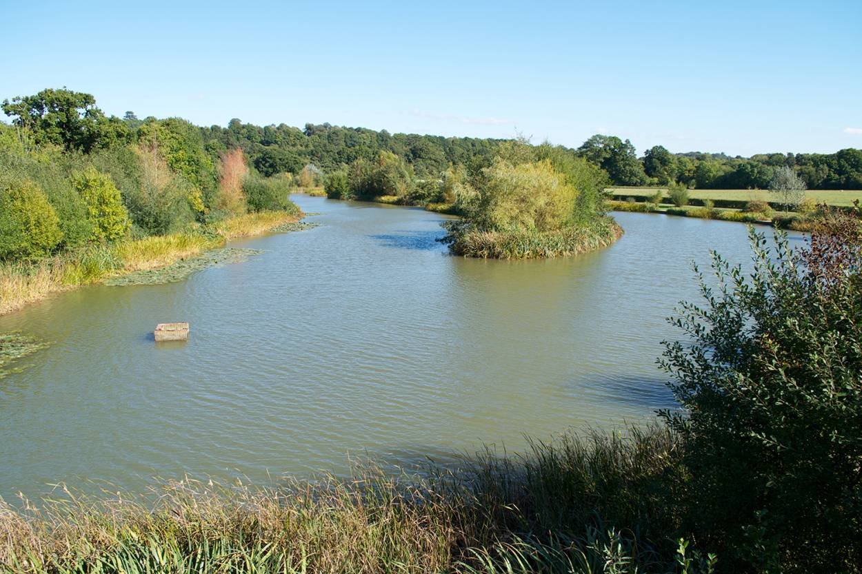 Aerial shot of Temple Lake,  Westcott, UK