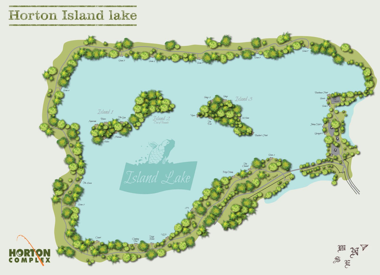 Map of Island Lake, Horton UK