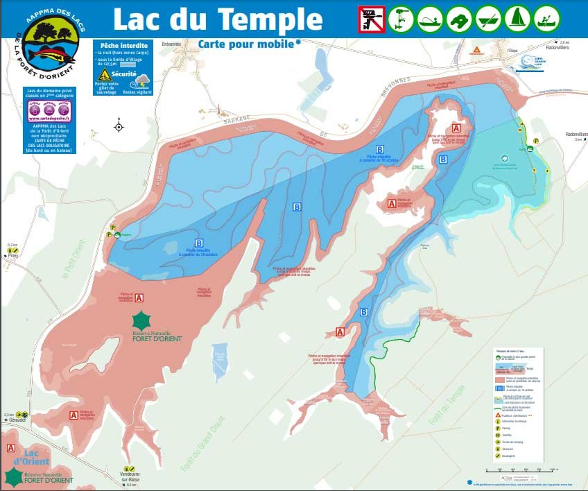 Map of Lac Auzon-Temple, Brevonnes France