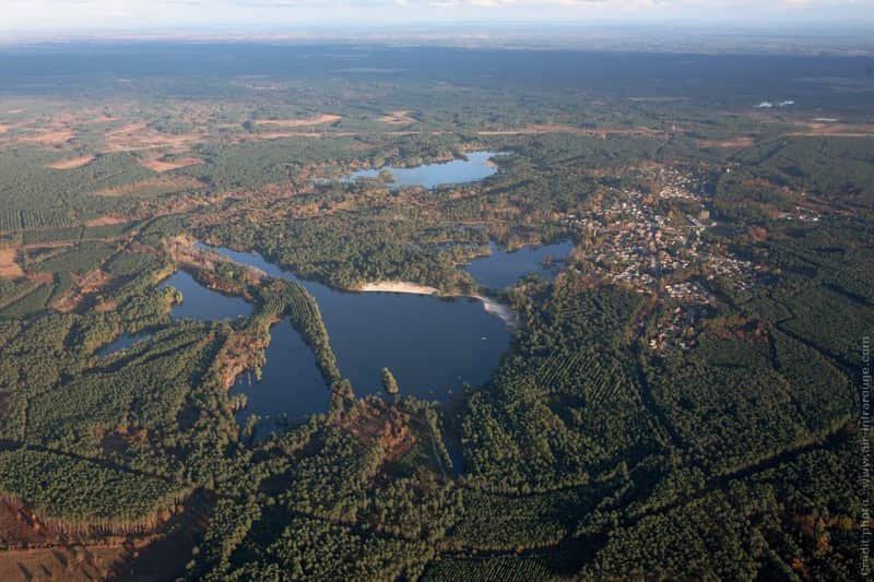 Aerial shot of Lacs d’Hostens,  Hostens, France