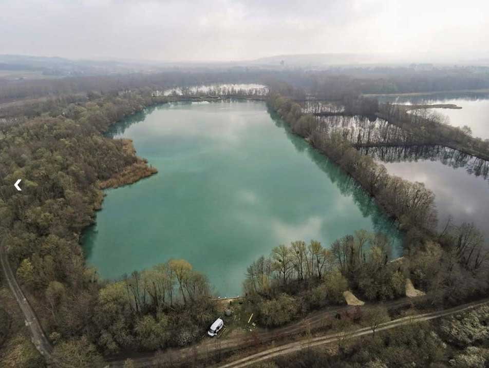 Aerial shot of Lac De Premiere,  Villers en Prayeres, France