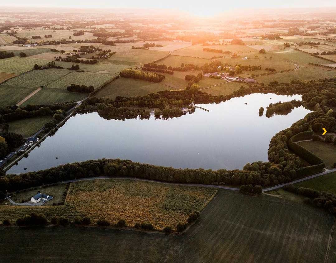 Aerial shot of Fishabil Lake,  Loscouet Sur Meu, France