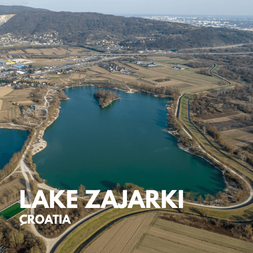 Aerial view of Lake Zajarki in Croatia.