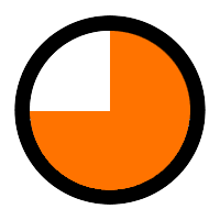 Black circle with white pie section.