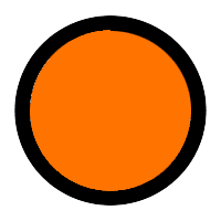 Orange circle with black outline